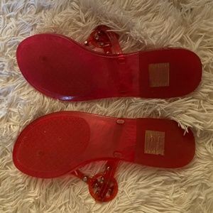 Tory Burch Mini Miller Red Oranges Jelly Thong Like Size 8